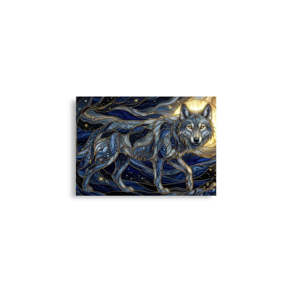 Poster premium 42x59.4 cm d'un loup gris et bleu comme les racines entrelacées avec énergie cosmique et lumière dorée, art symbolique contemporain représentant l’ancrage, la connexion à la nature et à l’univers - SEVEIA